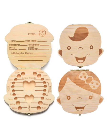 Boîtier en bois 4221 porte dents de lait pour garçon et fille