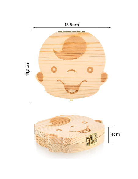Boîtier en bois 4221 porte dents de lait pour garçon et fille