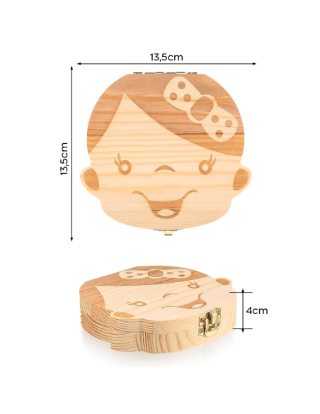 Boîtier en bois 4221 porte dents de lait pour garçon et fille
