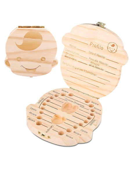 Boîtier en bois 4221 porte dents de lait pour garçon et fille