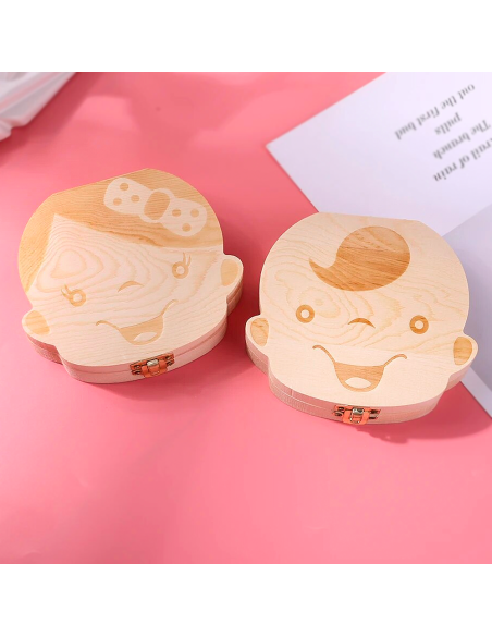 Boîtier en bois 4221 porte dents de lait pour garçon et fille