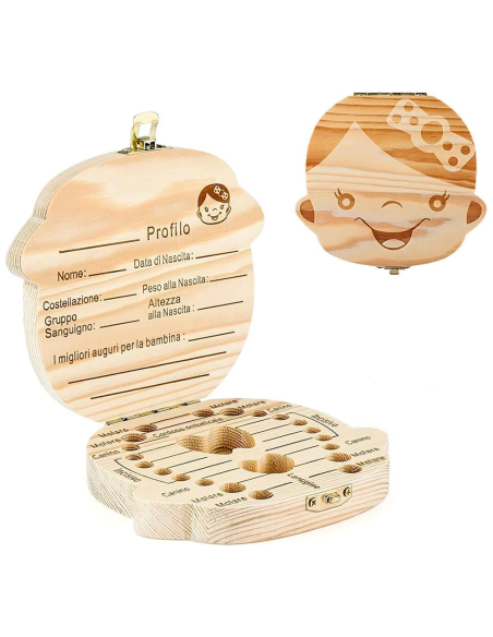 Boîtier en bois 4221 porte dents de lait pour garçon et fille