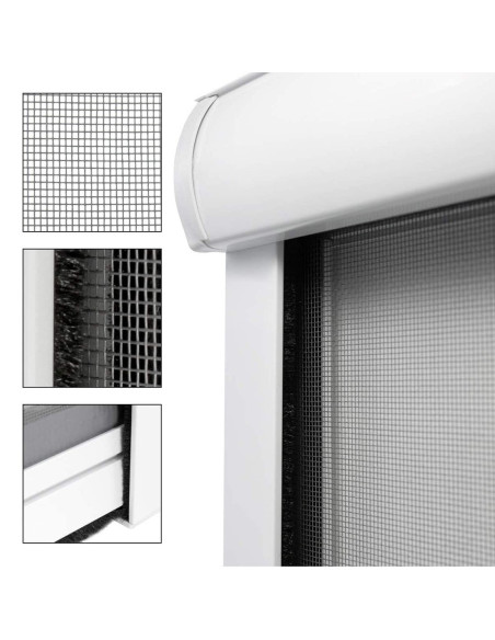 Moustiquaire enroulable 140x170 cm Kit pour Fenêtre et Cadre en Aluminium
