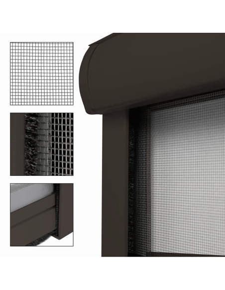 Moustiquaire enroulable 140x170 cm Kit pour Fenêtre et Cadre en Aluminium