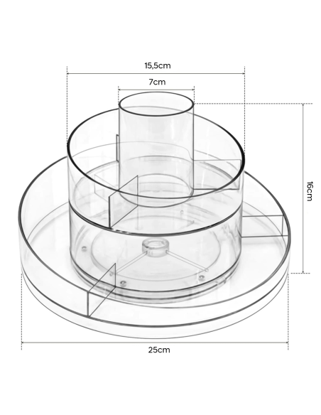 Organisateur de maquillage transparent Conteneur peu encombrant rotatif à 360°