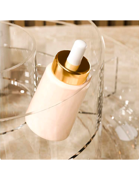 Organisateur de maquillage transparent Conteneur peu encombrant rotatif à 360°