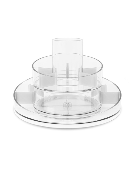 Organisateur de maquillage transparent Conteneur peu encombrant rotatif à 360°