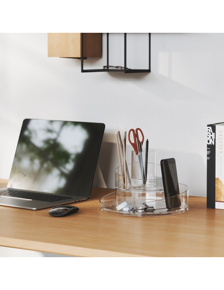 Organisateur de maquillage transparent Conteneur peu encombrant rotatif à 360°