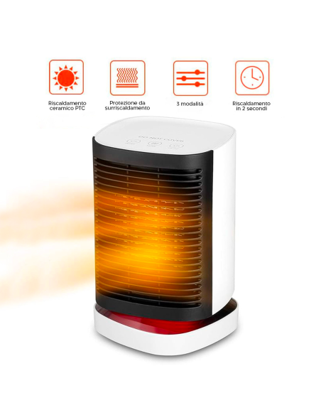 Mini Chauffage Électrique Portable 950W Bureau Ventilateur Chauffant Oscillant