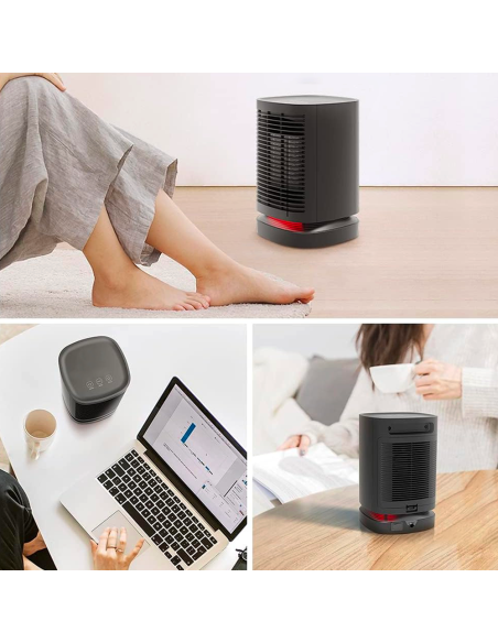 Mini Chauffage Électrique Portable 950W Bureau Ventilateur Chauffant Oscillant
