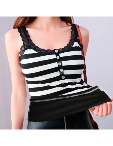 Débardeur thermique pour femme avec intérieur en polaire rayé extensible