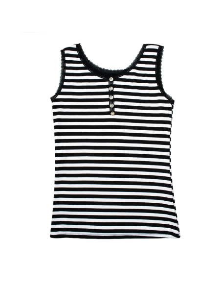 Débardeur thermique épaules larges femme avec intérieur polaire rayé extensible