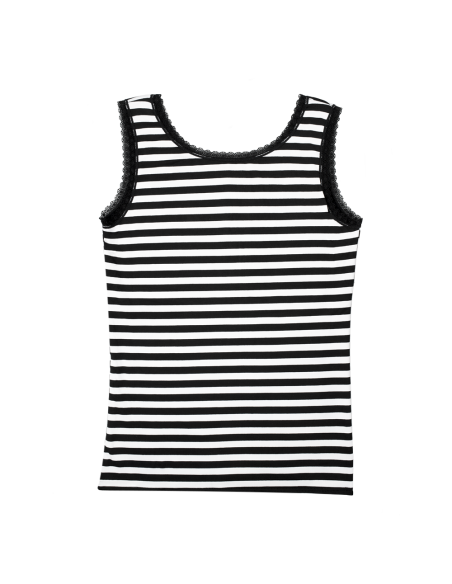 Débardeur thermique épaules larges femme avec intérieur polaire rayé extensible