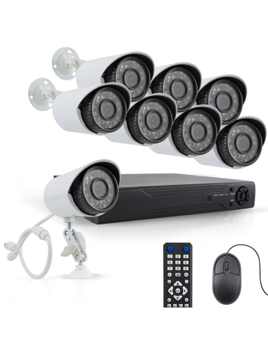 Kit de vidéosurveillance avec 8 caméras H.264, télécommande Infrarouge Full HD