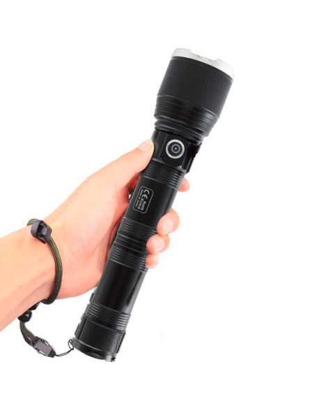 Lampe poche LED puissante batterie au Lithium USB rechargeable ZOOM 5m étanche