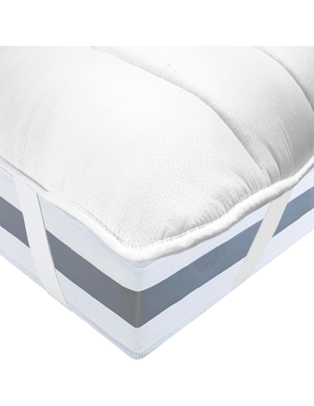Surmatelas pour lit double 165x200 en microfibre avec élastiques blanc