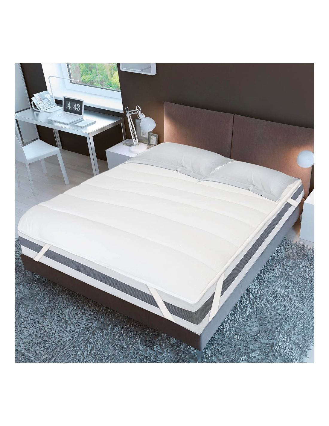 Surmatelas avec élastiques 160x200 cm microfibre unie Mata - Blanc - Kiabi  - 36.90€