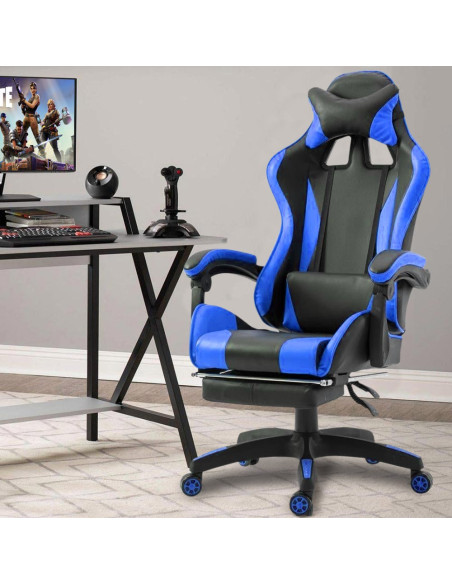 Chaise de bureau Gaming AZRACE simili-cuir avec repose-pieds inclinable 150°
