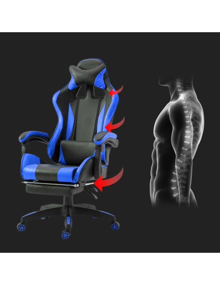 Chaise de bureau Gaming AZRACE simili-cuir avec repose-pieds inclinable 150°