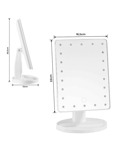 Miroir cosmétique LED rechargeable, portable de...