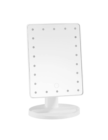 Miroir cosmétique LED rechargeable, portable de table, rotatif et inclinable
