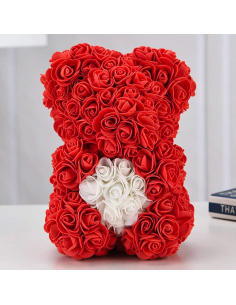 Ours Rose Artificiel H25cm avec Emballage Transparent,... 2