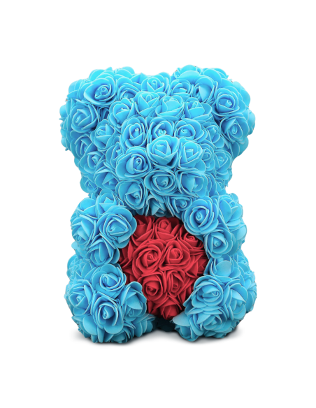 Ours Rose Artificiel H25cm avec Emballage Transparent, Idée Cadeau