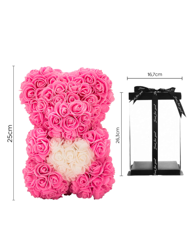 Ours Rose Artificiel H25cm avec Emballage...