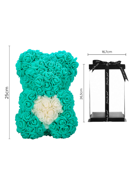 Ours Rose Artificiel H25cm avec Emballage Transparent, Idée Cadeau