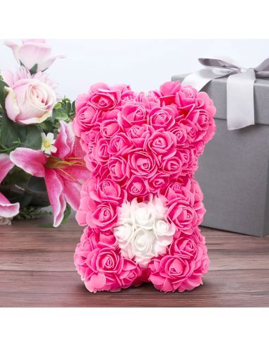 Ours Rose Artificiel H25cm avec Emballage...