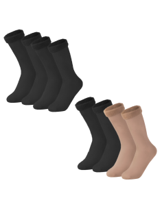 Pack 4 paires chaussettes thermiques 3 noires et 1 beige...