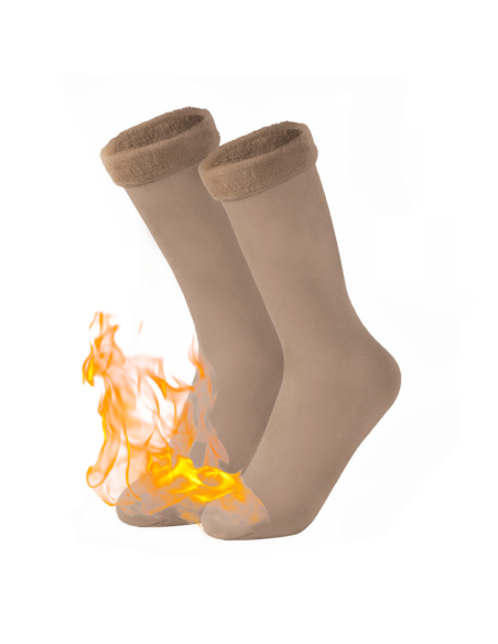 Pack 4 paires chaussettes thermiques 3 noires et 1 beige unisexe taille unique