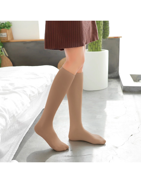 Pack 4 paires chaussettes thermiques 3 noires et 1 beige unisexe taille unique