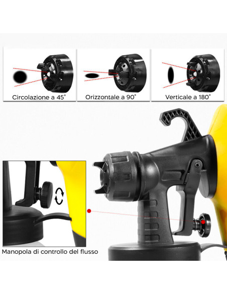 Pistolet de Pulvérisation Électrique 500W Aérographe Capacité 800ml
