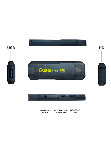 TV Stick Android Ultra HD connexion Wi-Fi télécommande avec pour carte SD