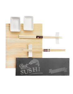 Service Sushi 2 personnes 10 pièces tapis bambou assiette...