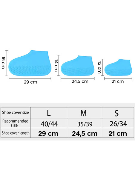 Couvre-chaussures Silicone Imperméable et Antidérapant Réutilisables et Lavables
