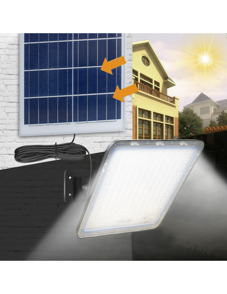 Projecteur LED Panneau Solaire Rechargeable 100W 101138 Télécommande IP66
