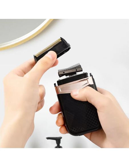 Rasoir Électrique Rechargeable USB Portable Imperméable Double Tête de Rechange