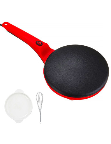 Poêle à crêpes et crêpière électrique avec revêtement antiadhésif de 600W Rouge
