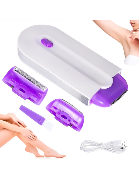 Épilation faciale corporelle portable rechargeable par USB avec lumière 2 têtes