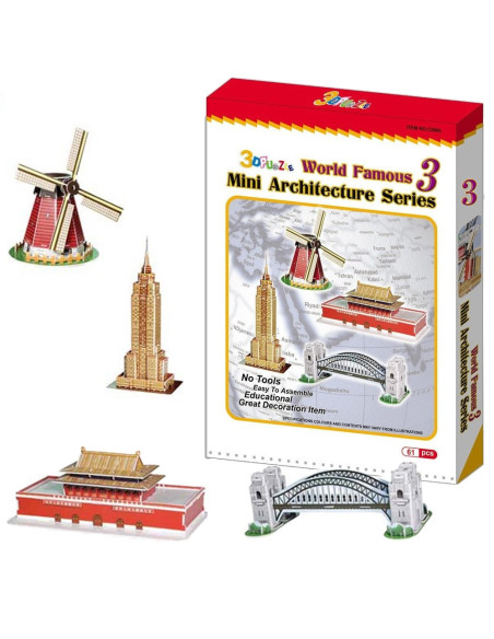 Puzzle 3D monuments du monde, mini-architectures jouets de différents modèles