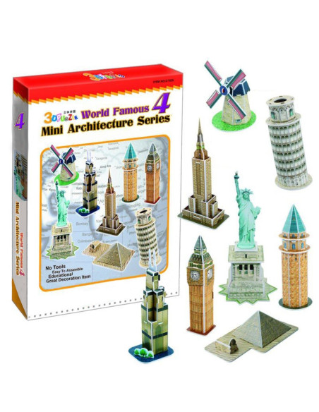 Puzzle 3D monuments du monde, mini-architectures jouets de différents modèles