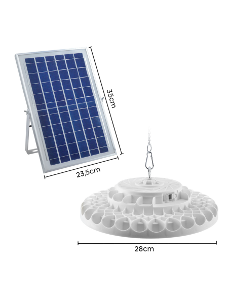 Lampe Plafoniera 156 LED 200W 6000mAh IP66 avec Panneau Solaire et Télécommande