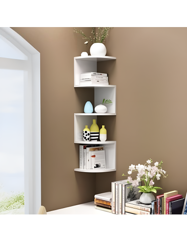 Étagère d'angle murale blanche mobile...