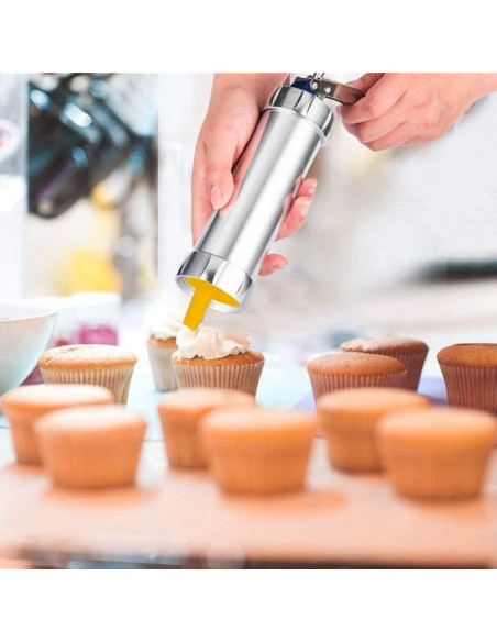 Machine à biscuits manuelle acier kit de 20 moules et 4 buses pour le glaçage