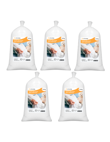 Ouate siliconé  5 kg polyester idéal pour le rembourrage peluches et coussins.