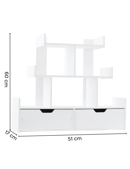 Organisateur bureau compartiments Blanc Bibliothèque Polyvalente ÉtagèresTiroirs
