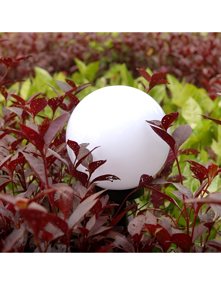 Pack 8 lampes solaires sphériques rechargeables de 15 cm avec piquet pour jardin