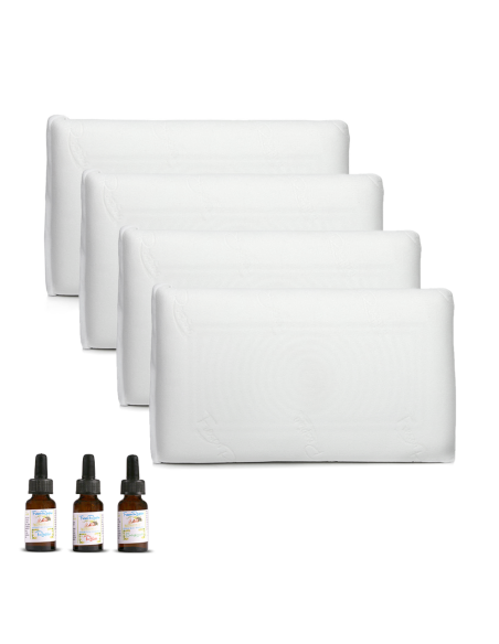 4 Oreillers Mousse Mémoire Arôme Frais Soutien Cervical aux Huiles Essentielles
